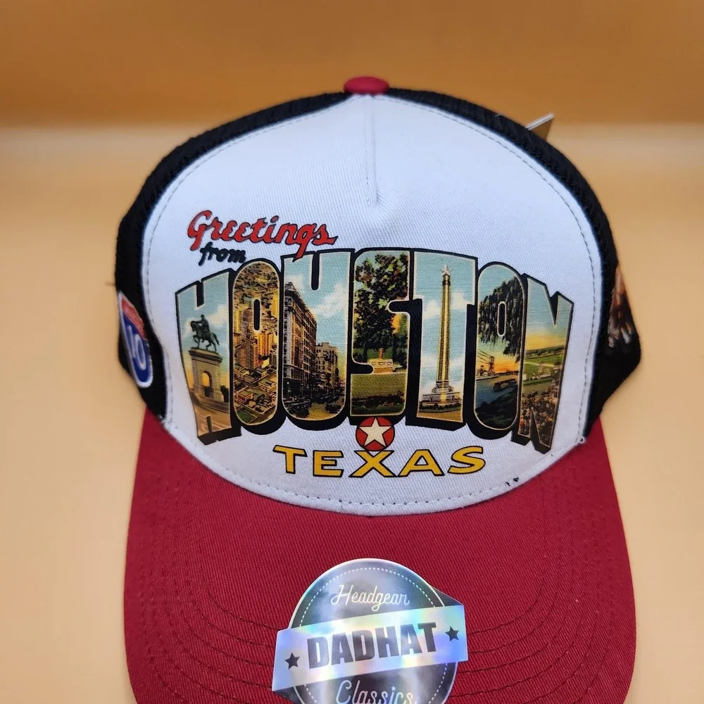 Houston Texas Hat Cap Snap‎ Back One Size Red White Black Trucker Greetings Mens